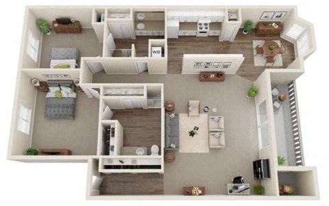Floor plan for 2 beds, 2 baths, 1150 sqft